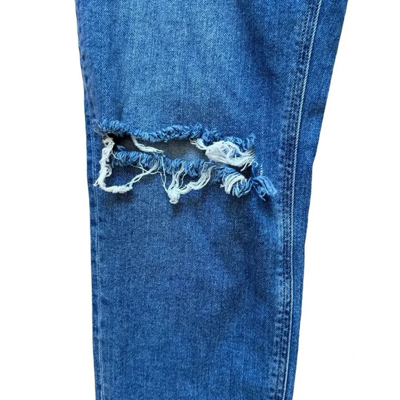 ASOS Blue Denim Jeans Straight High Rise Ripped 30x32 - Picture 3 of 8